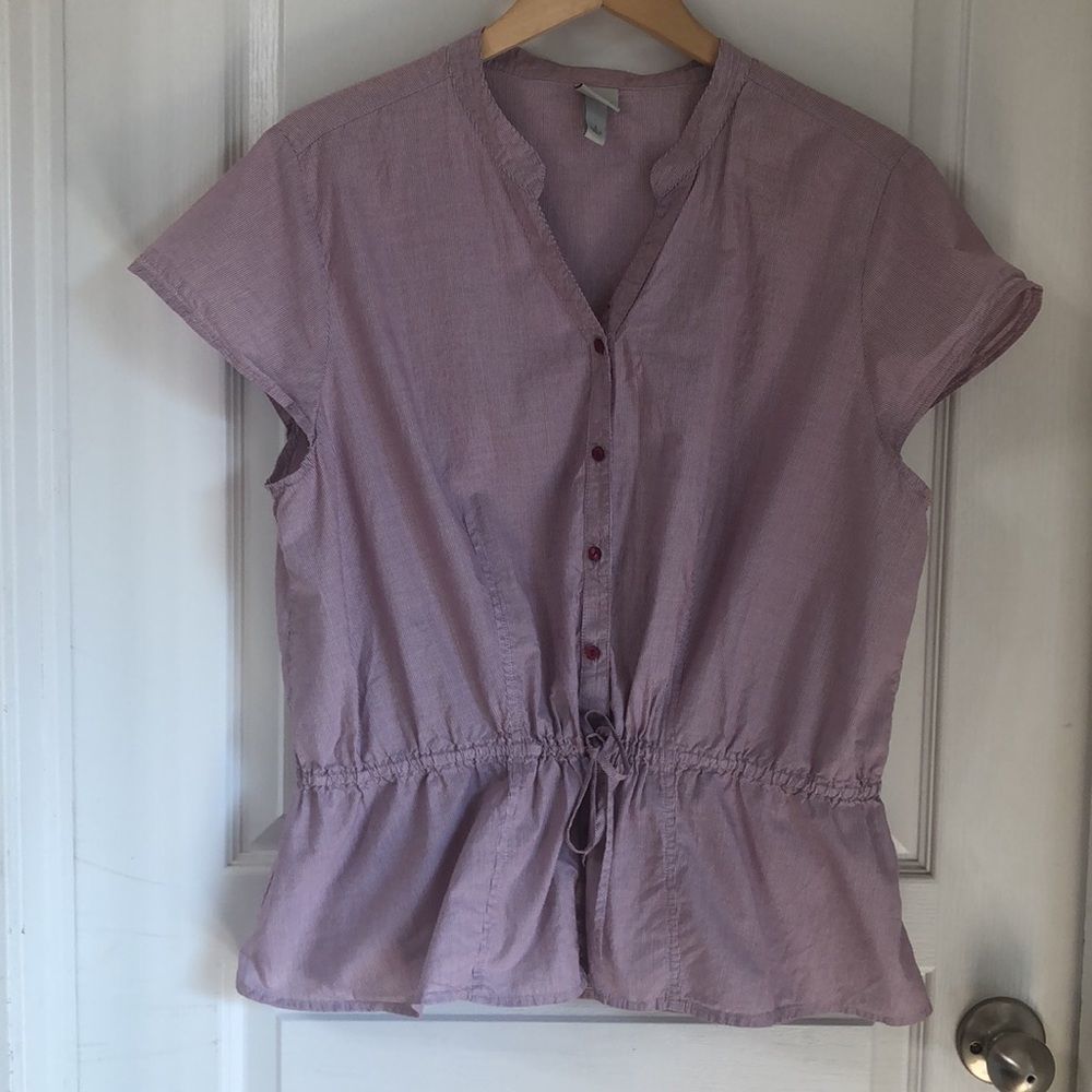 MERONA STRIPPED COTTON PEPLUM TOP - Picture 2 of 6